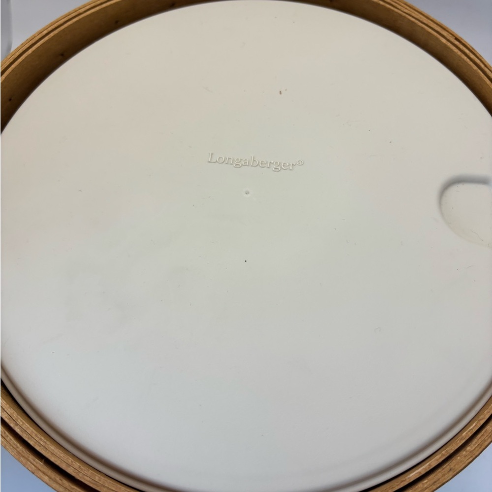 Longaberger Tan and White Woven Basket - Picture 2 of 15